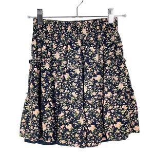 Sim & Sam Women's Black Pink Micro Ditsy Floral Tiered Mini Skirt Size Small